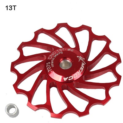 Ceramic Bearing Rear Guide Wheel 13T Red